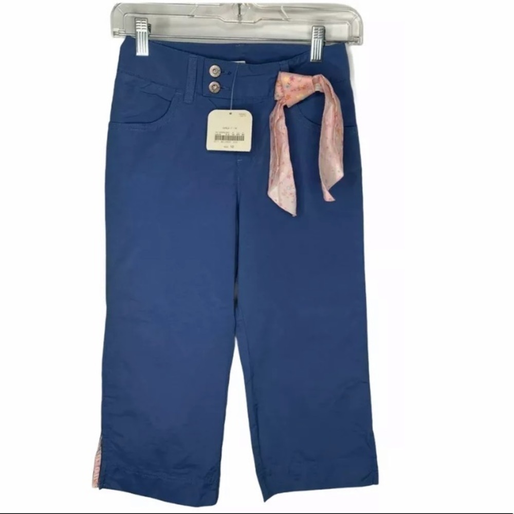 New CRB Girls Pants Size 8 Blue Floral Tie Spring
